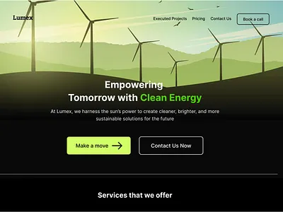 Clean Energy website Hero Design clean energy landing pgae modern design uiux web design website design