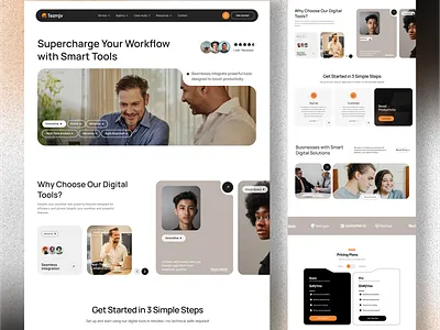 Workflow Management SaaS Website business website figma landing page management productivity tools saas smart business smart solutions ui uiux web design website workflow management