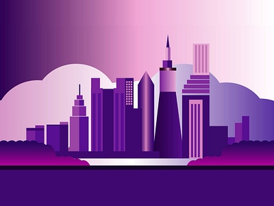 Vibrant Violet Skyline (Gradient Work) animation branding client work design gradient work graphic design illustration logo portfolio project typography ui ux vector