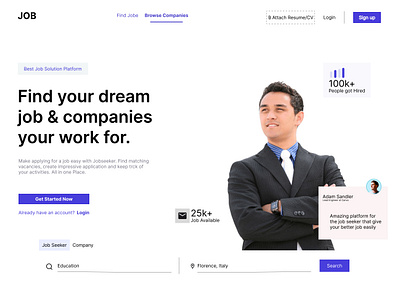 Job Finder Hero Section – Modern UI Design for Career Platforms branding company dream job find graphic design job ui ui design work