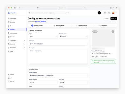 Properte - Property Mangement Software ( Add Property Page ) add property clean design figma property management property manager property marketing property search real estate trending ui ui design uiux