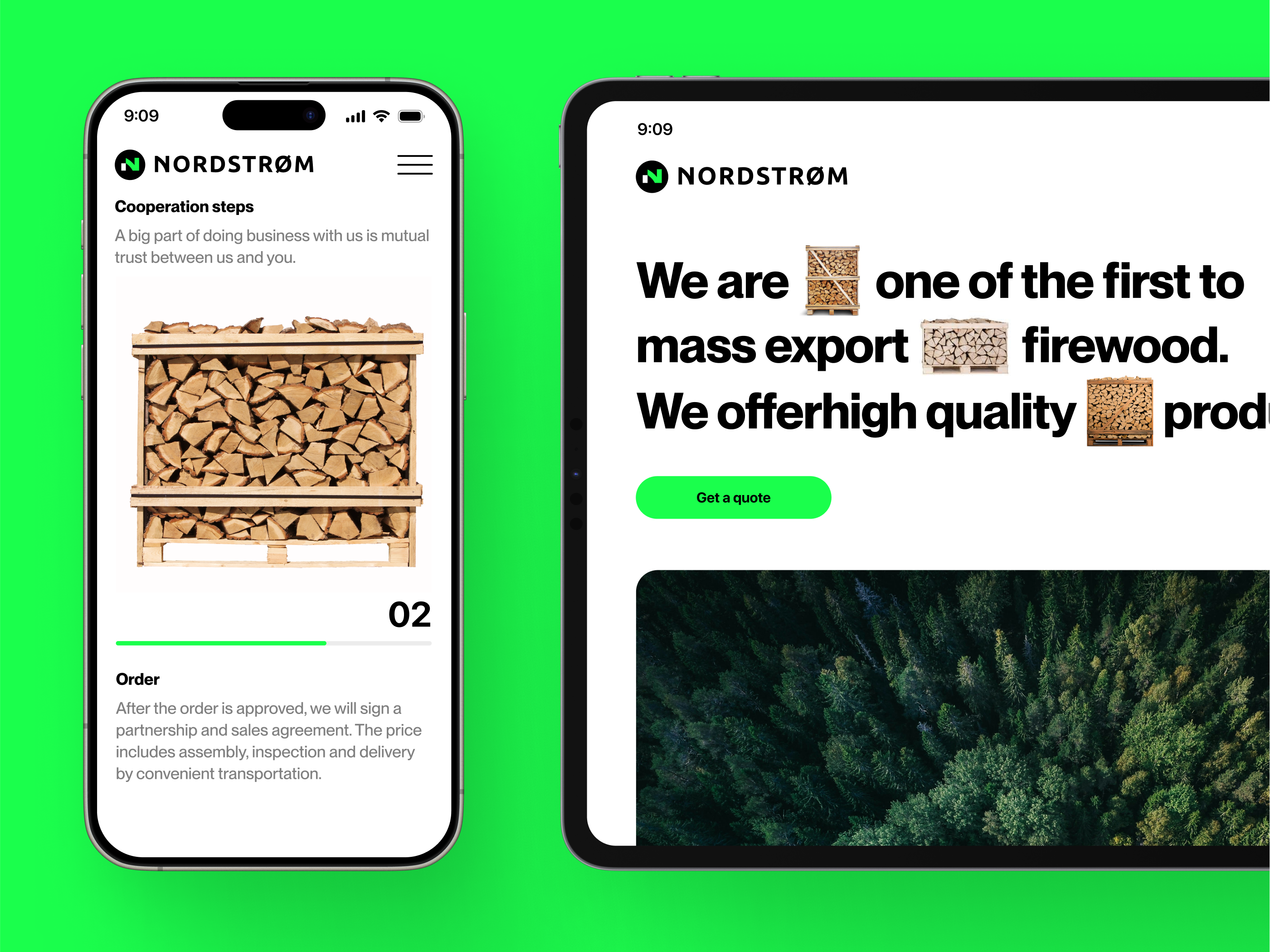 Corporate website for B2B company | Nordstrom b2b b2c corporate design concept e commerce eco forest green interface interface design logo marketing design product product design selling ui ux uxui web design website
