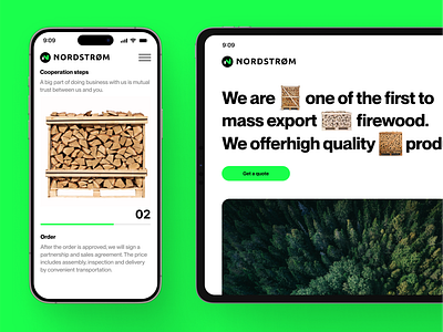 Corporate website for B2B company | Nordstrom b2b b2c corporate design concept e commerce eco forest green interface interface design logo marketing design product product design selling ui ux uxui web design website