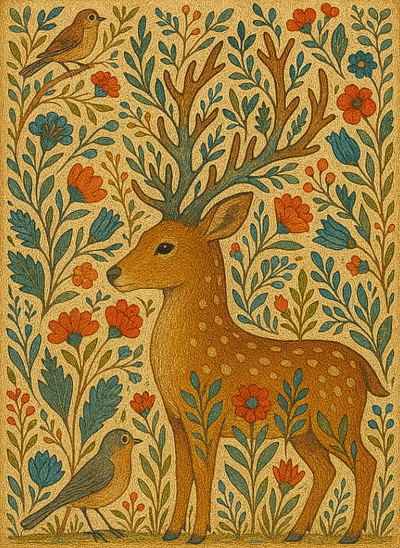 Deer in forest ornament ai arttier deer garden gibridstyle