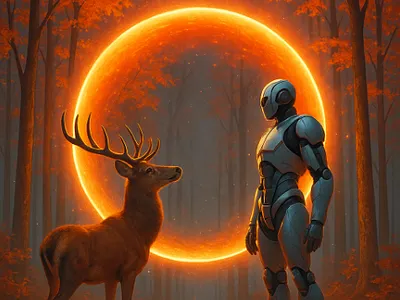 Meeting in the autumn forest autumn autumnforest foreest meeting robotinforest