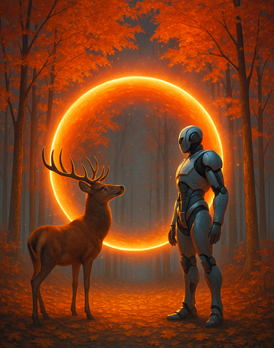 Meeting in the autumn forest autumn autumnforest foreest meeting robotinforest