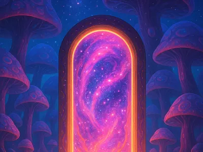 Cosmic door in an alien world art cosmicandmushroom cosmin doorincosmo psychoart