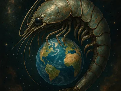 Giant shrimp in space ai earth giantshimpinword giantshmp planet space