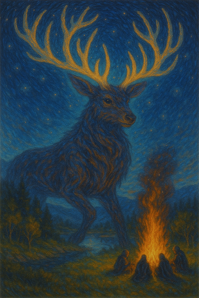 A majestic deer under the starry sky ai clounstar deer magic majestic majesticonthestar nightstar