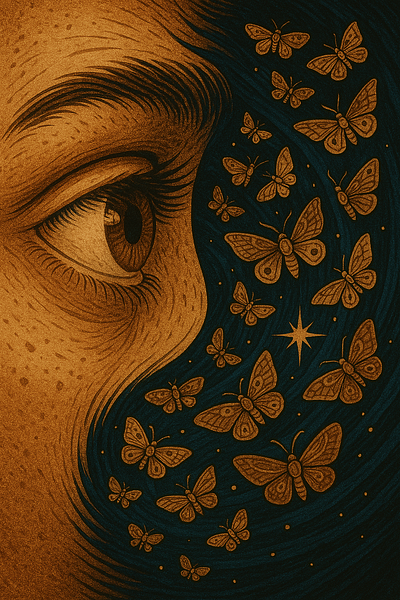 An eye in a cosmic vortex ai artandbutterfly butterflyincosmo eye eyeincosmicart