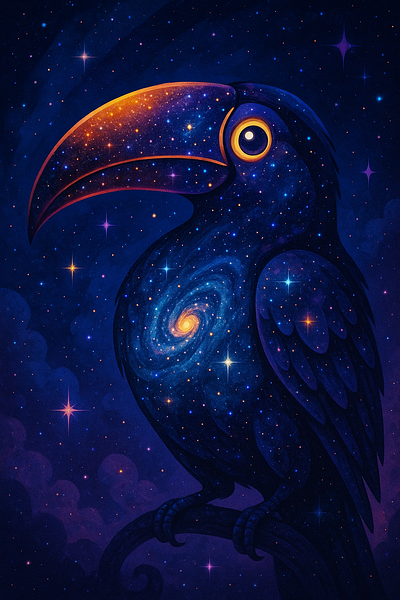A space toucan among the galaxies art blackhole cosmostyle spacetoucan toucan yupiter