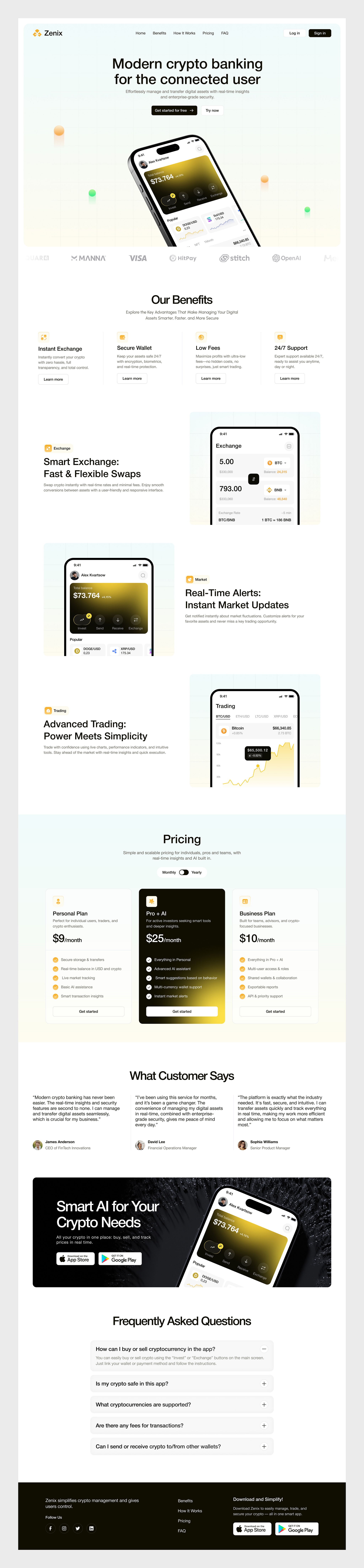 Crypto Banking Zenix - Landing Page by Afterglow on Dribbble