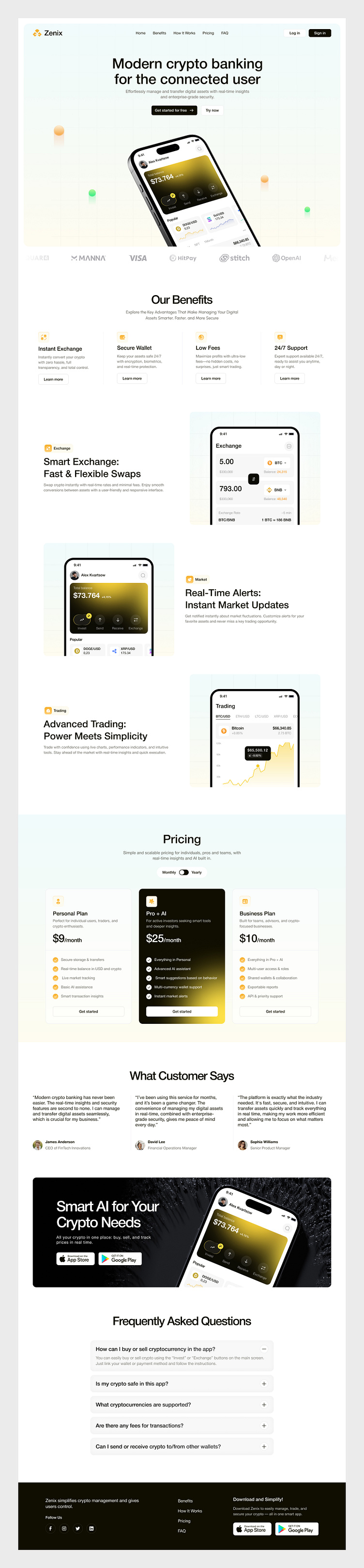Crypto Banking Zenix - Landing Page by Afterglow on Dribbble