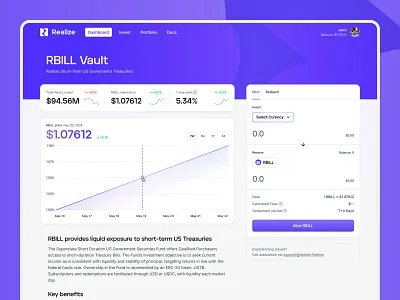 Crypto Dashboard • Realize app banking blockchain cruptoapp crypto dashboard dashboarddesign dataviz defi financial fintechui investment modern purple token ui uxdesign web3design