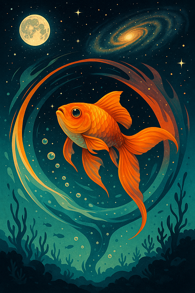 Space fish in a whirlpool art blackhole fish fishincosmos stylew whirpool