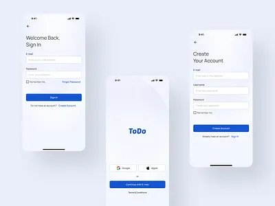 ToDo App - Redesign app branding create account design graphic design illustration light mode login login flow mobile mobile app sign in sign up task todo ui ux