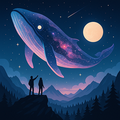 Space whale in the night sky ai inthenight space spacewhale