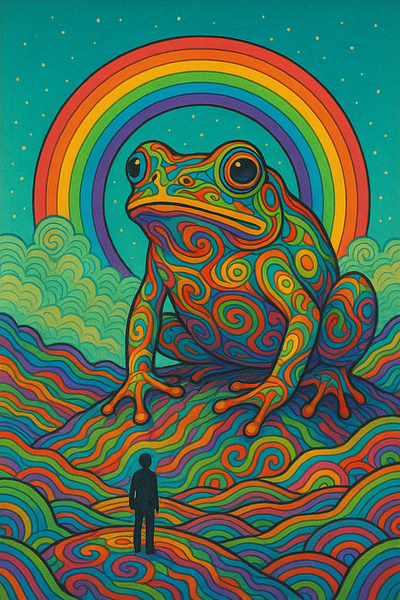 Giant frog under the rainbow frong giantfrog rainbowfrog underrainbow