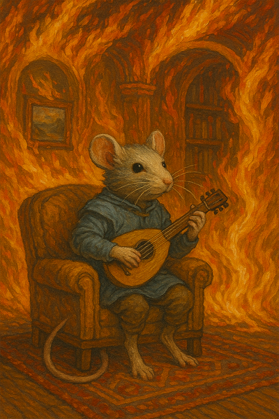 A mouse in a fiery room mouse mouseinfieryroom sadillustrartion