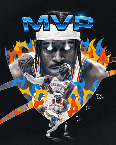 Shai Gilgeous-Alexander 2024-25 MVP award basketball design gfx graphic design most valuable player mvp nba sga shai gilgeous alexander sports design