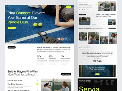 Servia - Paddle Sport Landing Page ball design game landing page olympics paddle sport sports template tennis training ui ux website wimbledon