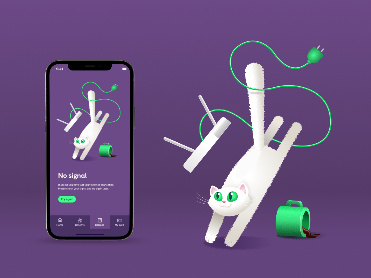 NO SIGNAL Error Screen app character character design figma interface ui vector