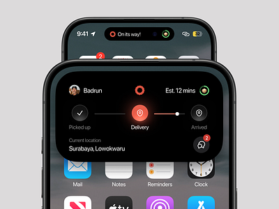 Hantar - Notification (Dynamic Island) application design clean courier design dynamic island mobile app notification progress shipping app tracking ui uidesign