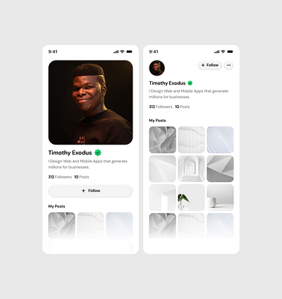 Minimalist Profile UI — Clean, Modern & Bold design figma minimal minimalistic mobile profile profile card profile page ui uiux ux