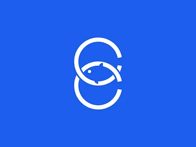 CC + Fish Logo cc logo clever logo fish logo letter line logo logos negative space ocean outline sea water
