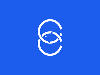 CC + Fish Logo cc logo clever logo fish logo letter line logo logos negative space ocean outline sea water