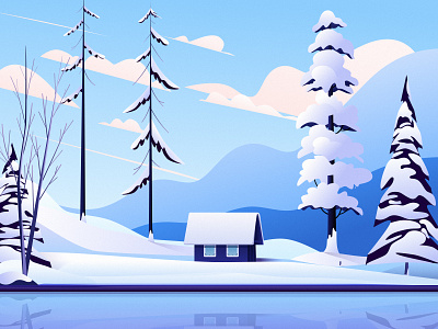 Common Trees art art illustration blue cloud design digital art digital illustration draw illustration landscape mountain nature painting sky snow snow scene tree vector vector illustration white
