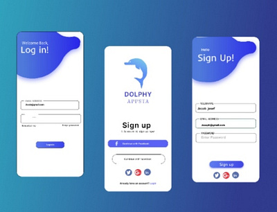 Splash and login screen for Dolphy 3d animation branding design illustration vector ux graphic design logo motion graphics ui