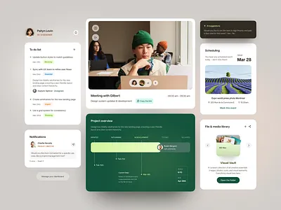 Project Management Dashboard ai calendar chat crm dashboard fds file folder landing landing page media meeting message notification player profile ui ui kit ux video