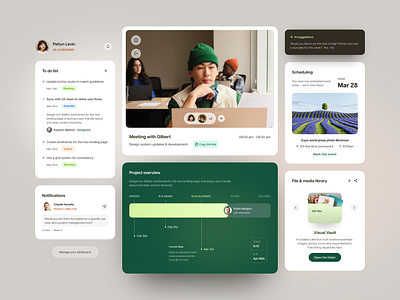 Project Management Dashboard ai calendar chat crm dashboard fds file folder landing landing page media meeting message notification player profile ui ui kit ux video