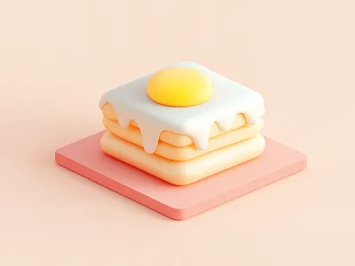Cute 3D Egg on Toast | Cute Breakfast Concept 3d 3d art 3d egg 3d icon 3d model 3d modeling 3d models 3d object 3d pastel 3d rendering art design dribbble artist graphic design pastel pastel colors