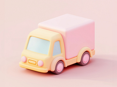 Cute 3D Delivery Truck – Pastel Toy Vehicle Design 3d 3d art 3d design 3d model 3d modeling 3d object 3d pastel design dribbble artist illustration pastel pastel colors pastel design