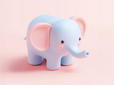 Cute 3D Elephant Design | Pastel Blue Animal Character 3d 3d art 3d artist 3d modeling 3d object 3d rendering adorable animal blender character clipart cute design dribbble artist elephant graphic design icon isometric mascot pastel colors