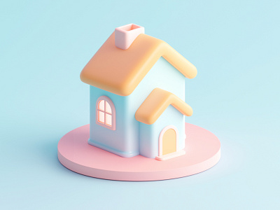 Dreamy 3D House Design | Pastel 3D House Design 3d 3d art 3d artist 3d house 3d icon 3d model 3d modeling 3d object 3d rendering dribbble artist house pastel pastel colors pastel design pastel house soft style