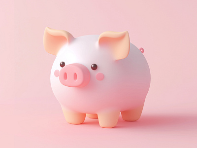Piggy Pal 3D Design | Adorable 3D Pig 3d animal 3d art 3d artist 3d icon 3d model 3d modeling 3d pig 3d rendering art dribbble artist pastel pastel colors pig pig design pink pastel soft style