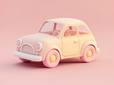 Cute 3D Car Design | Sweet 3D Vehicle Design 3d 3d art 3d artist 3d car 3d icon 3d model 3d modeling 3d models 3d object car dribbble artist pastel pastel colors pastel pink design soft style