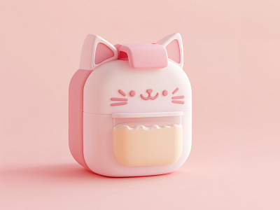 3D Kitty Food Case | Cute Food Container Concept 3d 3d art 3d artist 3d cartoon 3d icon 3d kitty design 3d object 3d pastel art cat dribbble artist food box kitty pastel pastel art pastel colors