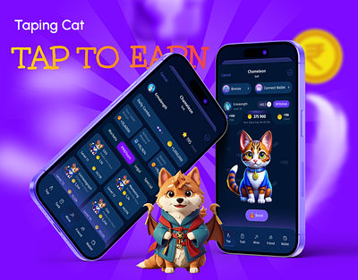 Tap-to-Earn Mobile App Ul Design appdesign cryptoapp darkmode design fintech inspiration mobile mobileapp rewardsapp tap 2 earn tap tap uidesign uxdesign