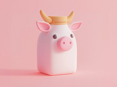 Cute 3D Cow Bottle Design | Adorable Cow Bottle Design 3d 3d art 3d artist 3d cute style 3d icon 3d milk bottle 3d objetc 3d rendering cow digital art dribbble artist milk pastel soft style