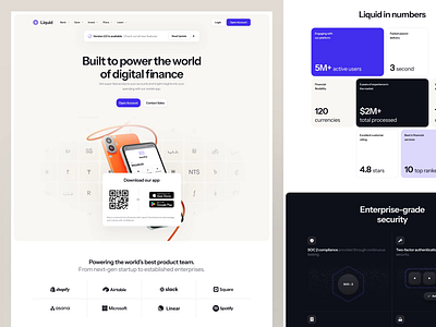 Liquid - Financial Website clean design finance financial financial website financialappdesign financialdesign fintechdesign liquid minimalist ui uidesign uiux uiuxdesign ux uxdesign uxerflow web design website