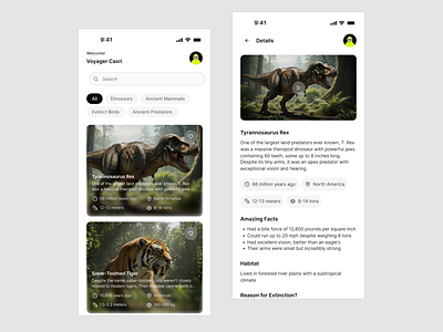 Voyage Mobile App animals app design extinction mobile app design ui user experience user experience design user interface user interface design user research userinterface ux