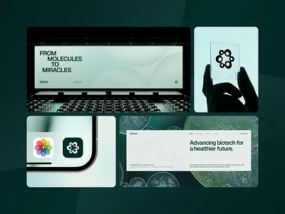 ORVIO - Brand Implementation BioTech banner biotech brand brand design brand identity brand implementation brand mockup branding design graphic design health identity logo logo app logo design logo mark mockup science tech visual mockup