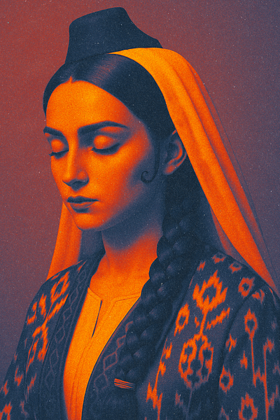 Small Hat from Kiriya braidedhair characterdesign colorful culturalart darkandcolorful digitalart ethnicvibes folklore illustration minimalportrait moodyart portrait redaesthetic texturedclothing traditionalcostume vector warmtones womeninart