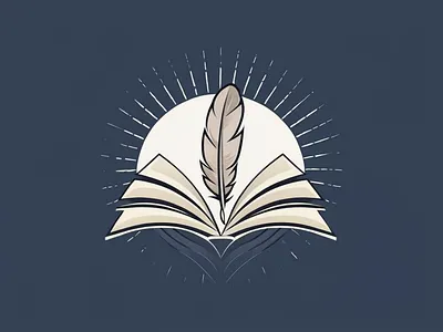 Modern Logo Featuring Book And Feather Logo book brand identity branding feather logo logo design logo designer