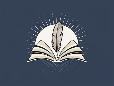Modern Logo Featuring Book And Feather Logo book brand identity branding feather logo logo design logo designer