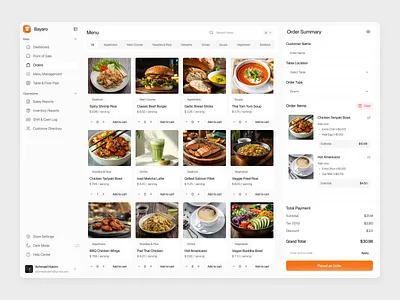 Bayaro - POS Dashboard achmad hakim admin clean cooking customer dashboard inventory management point of sales pos restaurant saas shop spark pixel summary table ui